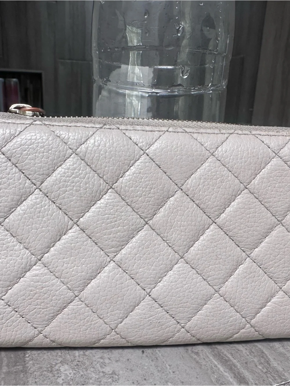 ANTONIO MELANI Pale Pink Cream Zip-Around Wallet